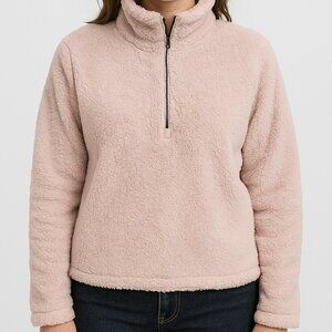 DYI Women's Tranquil 1/2 Zip Fuzzy Fleece Sweater Dusty Lavender Size XS